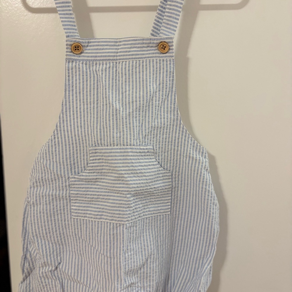 Cyrillus Blue and White Striped Overalls